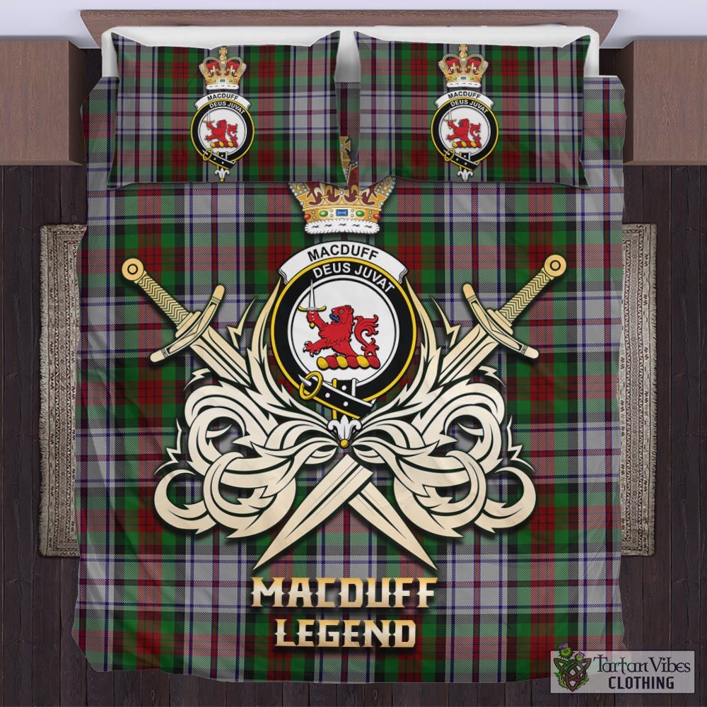 Tartan Vibes Clothing MacDuff Dress Tartan Bedding Set with Clan Crest and the Golden Sword of Courageous Legacy