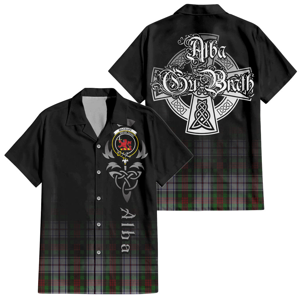 Tartan Vibes Clothing MacDuff Dress Tartan Short Sleeve Button Up Featuring Alba Gu Brath Family Crest Celtic Inspired