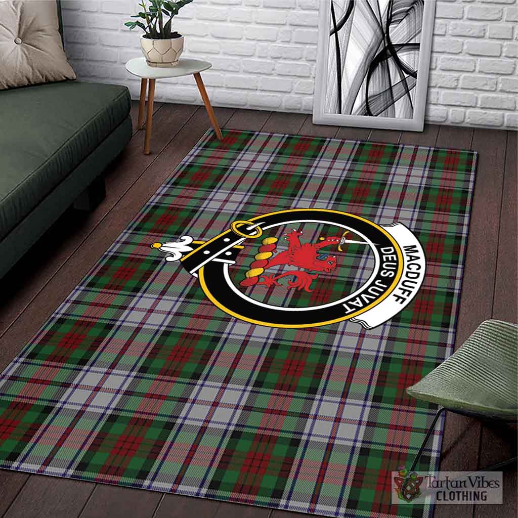 Tartan Vibes Clothing MacDuff Dress Tartan Area Rug with Family Crest