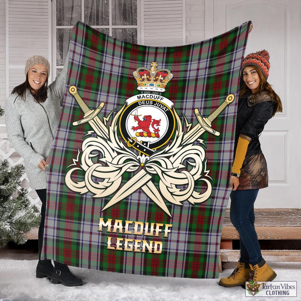 Tartan Vibes Clothing MacDuff Dress Tartan Blanket with Clan Crest and the Golden Sword of Courageous Legacy