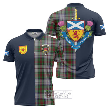 MacDuff Dress Tartan Zipper Polo Shirt Alba with Scottish Lion Royal Arm Half Style