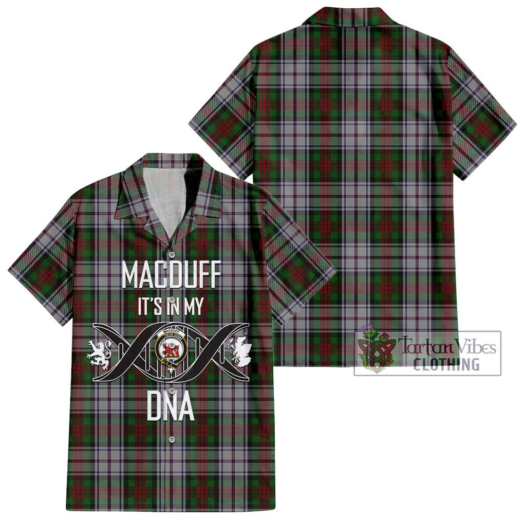 MacDuff Dress Tartan Short Sleeve Button Shirt with Family Crest DNA In Me Style Kid - Tartanvibesclothing Shop