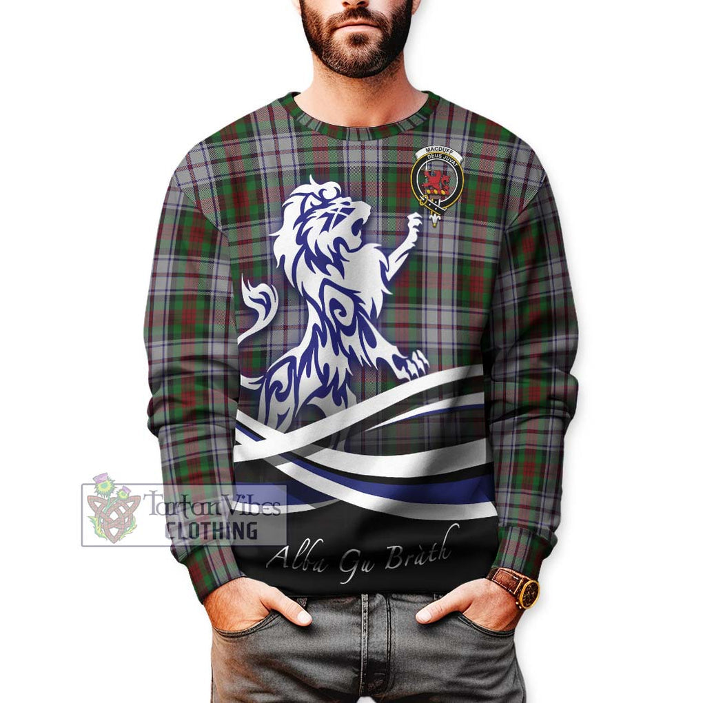 MacDuff Dress Tartan Sweatshirt with Alba Gu Brath Regal Lion Emblem Unisex - Tartanvibesclothing Shop