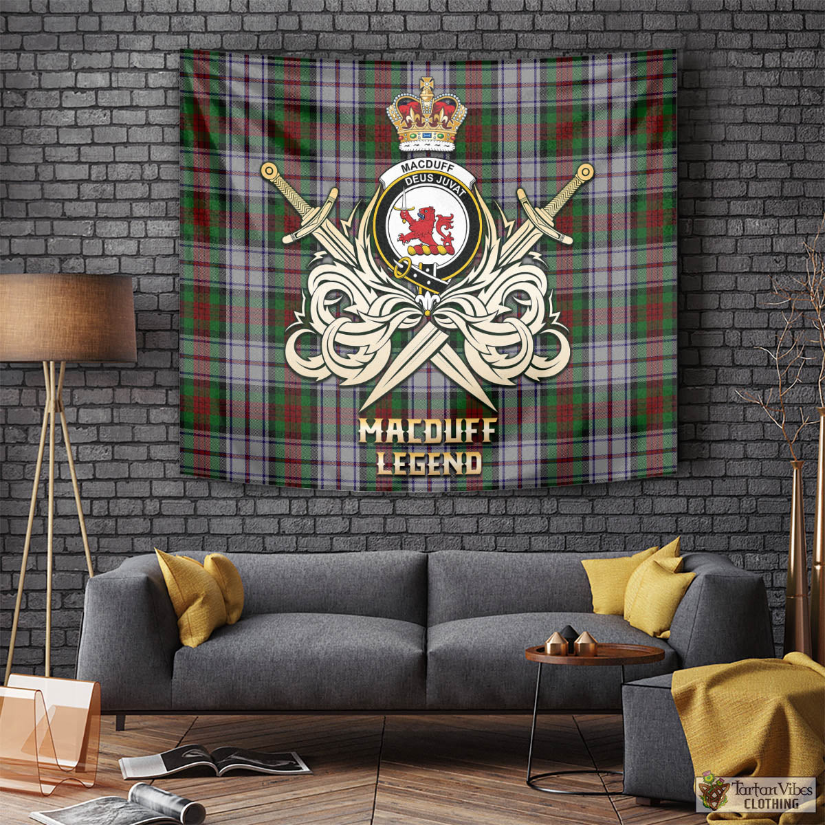 Tartan Vibes Clothing MacDuff Dress Tartan Tapestry with Clan Crest and the Golden Sword of Courageous Legacy