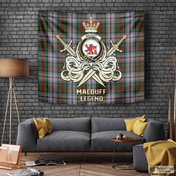 MacDuff Dress Tartan Tapestry with Clan Crest and the Golden Sword of Courageous Legacy