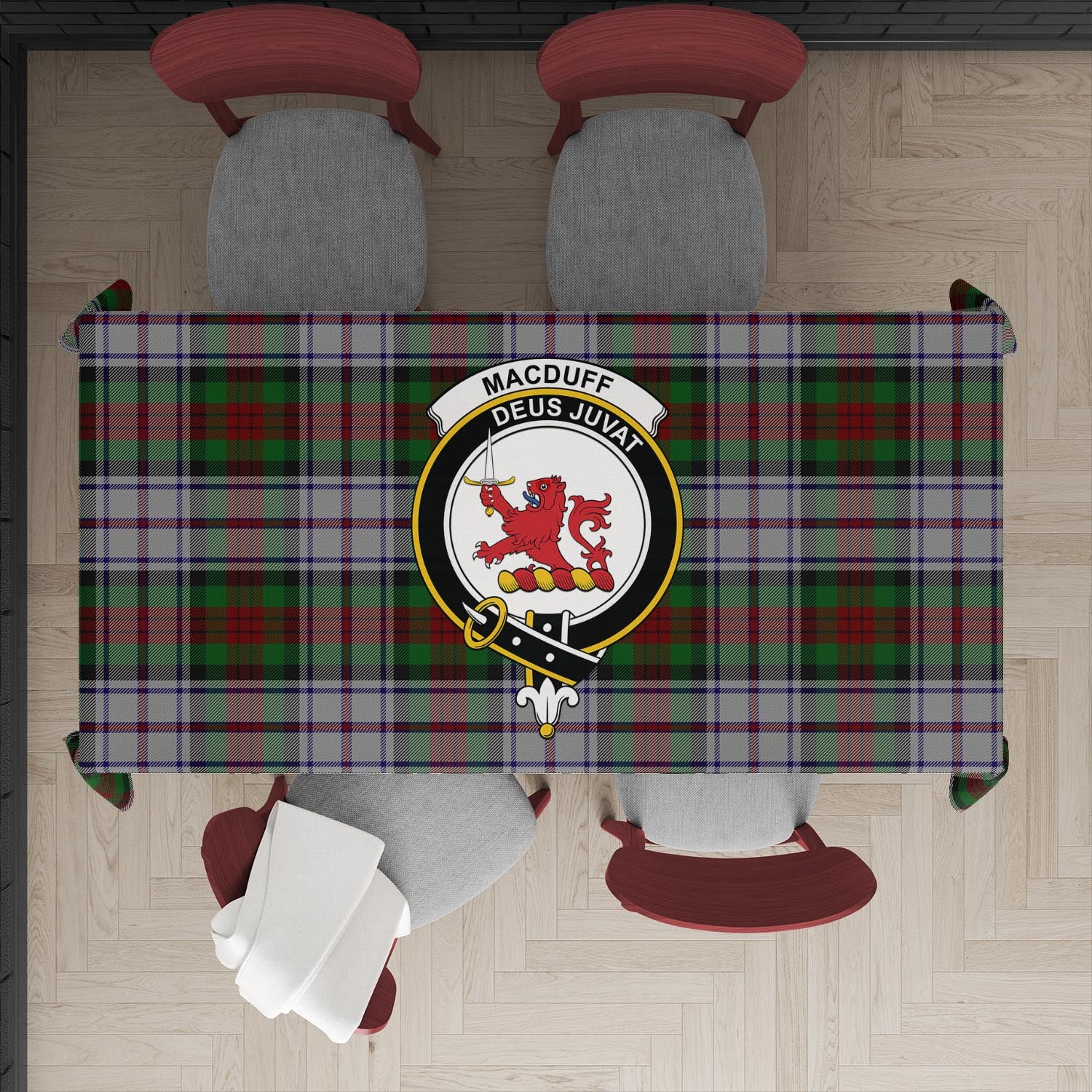 macduff-dress-tatan-tablecloth-with-family-crest