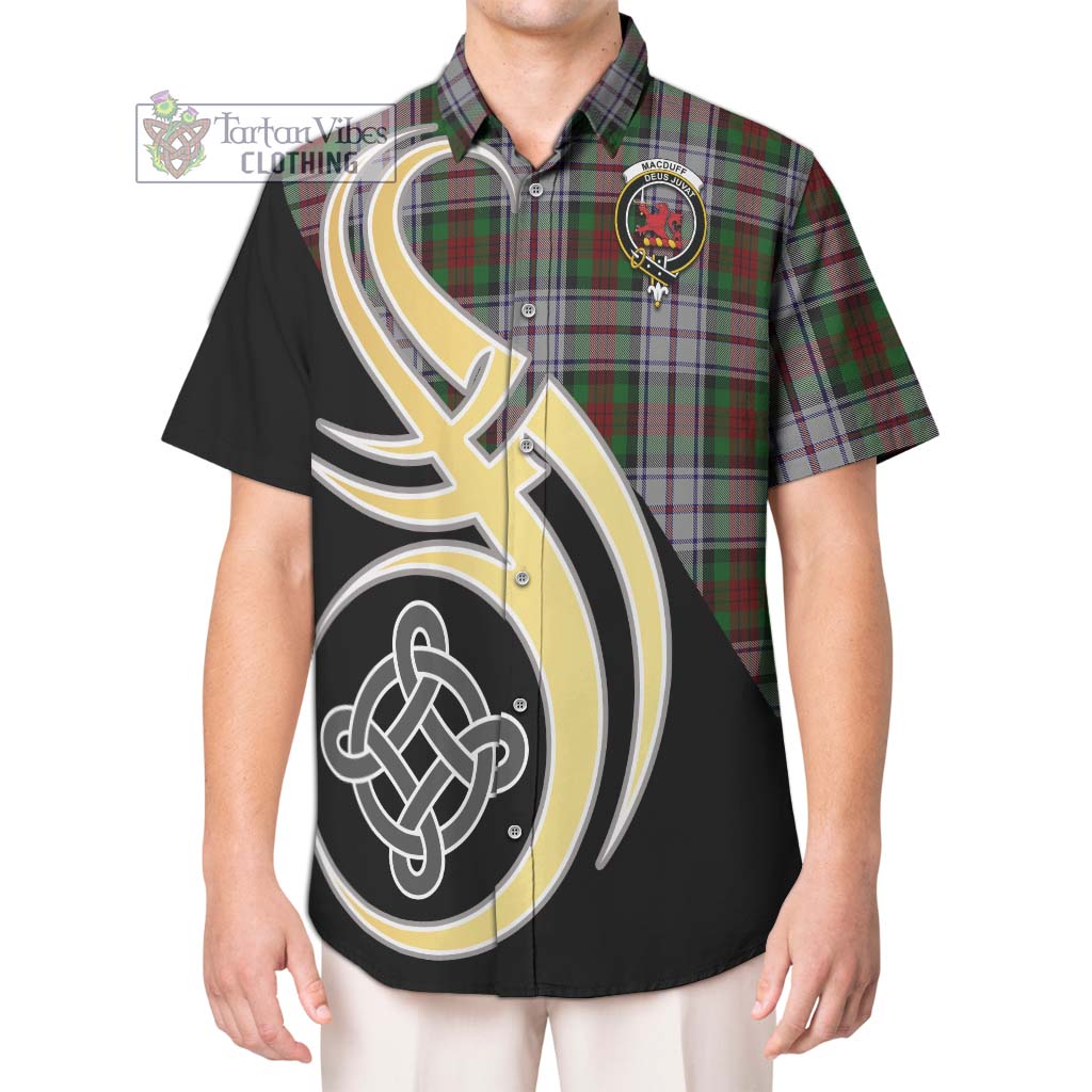 MacDuff Dress Tartan Short Sleeve Button Shirt with Family Crest and Celtic Symbol Style Kid - Tartan Vibes Clothing