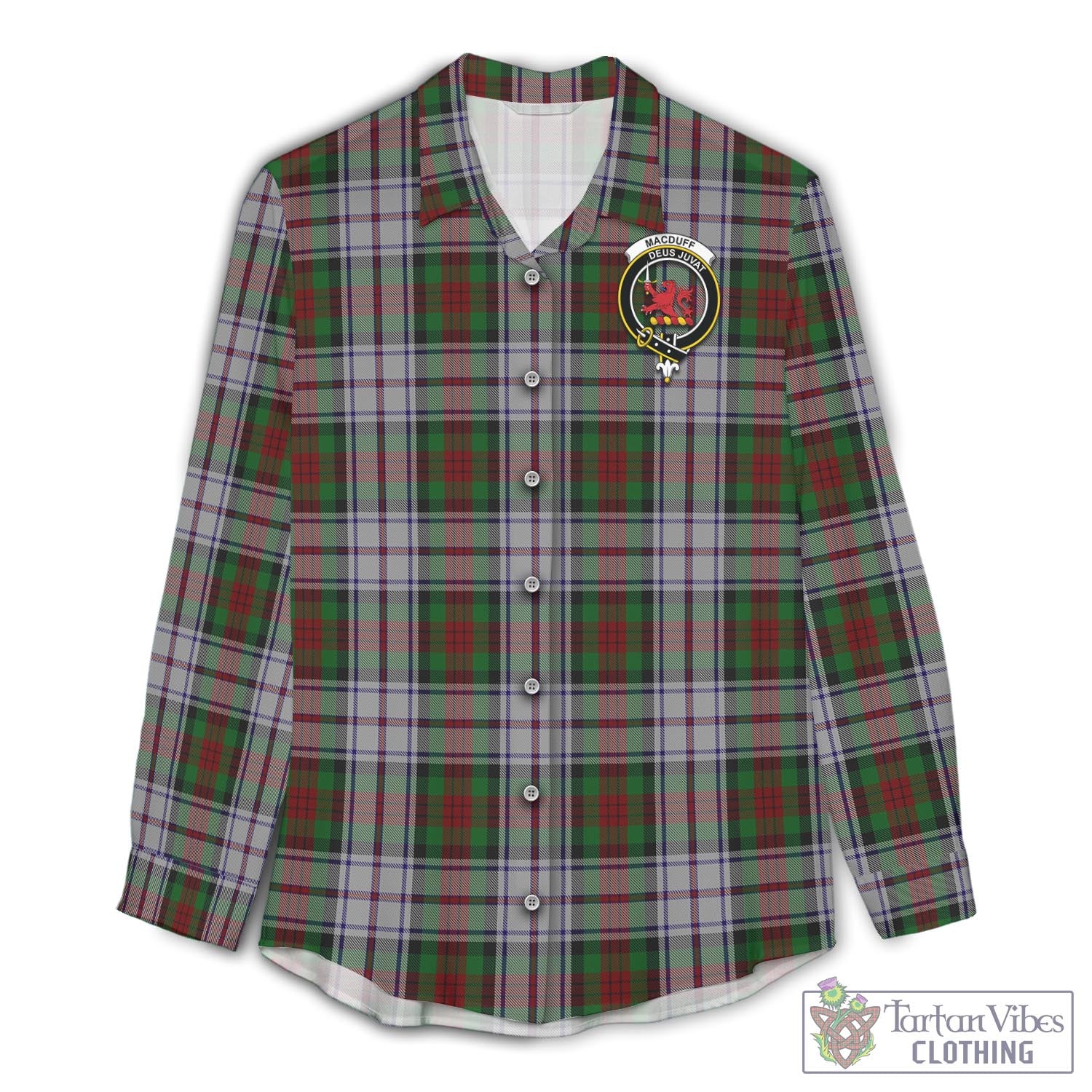 Tartan Vibes Clothing MacDuff Dress Tartan Womens Casual Shirt with Family Crest