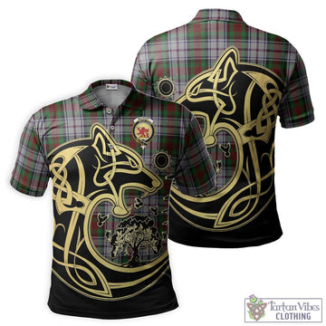 MacDuff Dress Tartan Polo Shirt with Family Crest Celtic Wolf Style