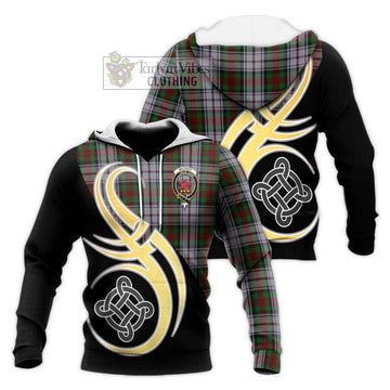 MacDuff Dress Tartan Knitted Hoodie with Family Crest and Celtic Symbol Style