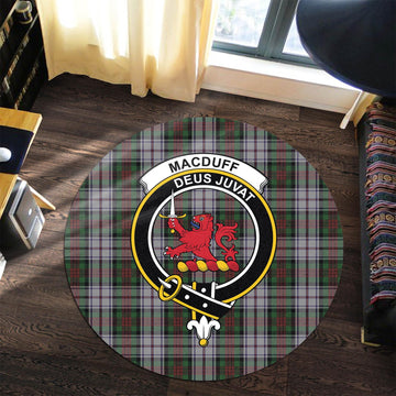 MacDuff Dress Tartan Round Rug with Family Crest