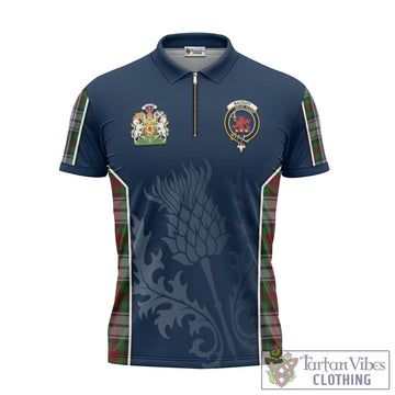 MacDuff Dress Tartan Zipper Polo Shirt with Family Crest and Scottish Thistle Vibes Sport Style