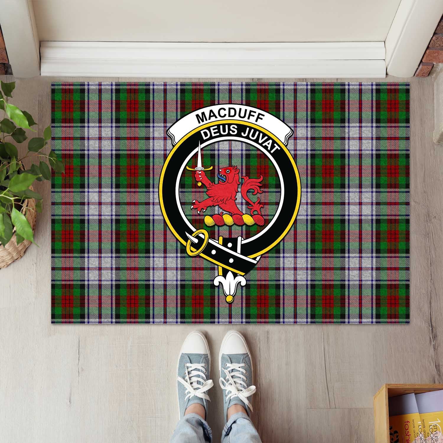 MacDuff Dress Tartan Door Mat with Family Crest - Tartanvibesclothing