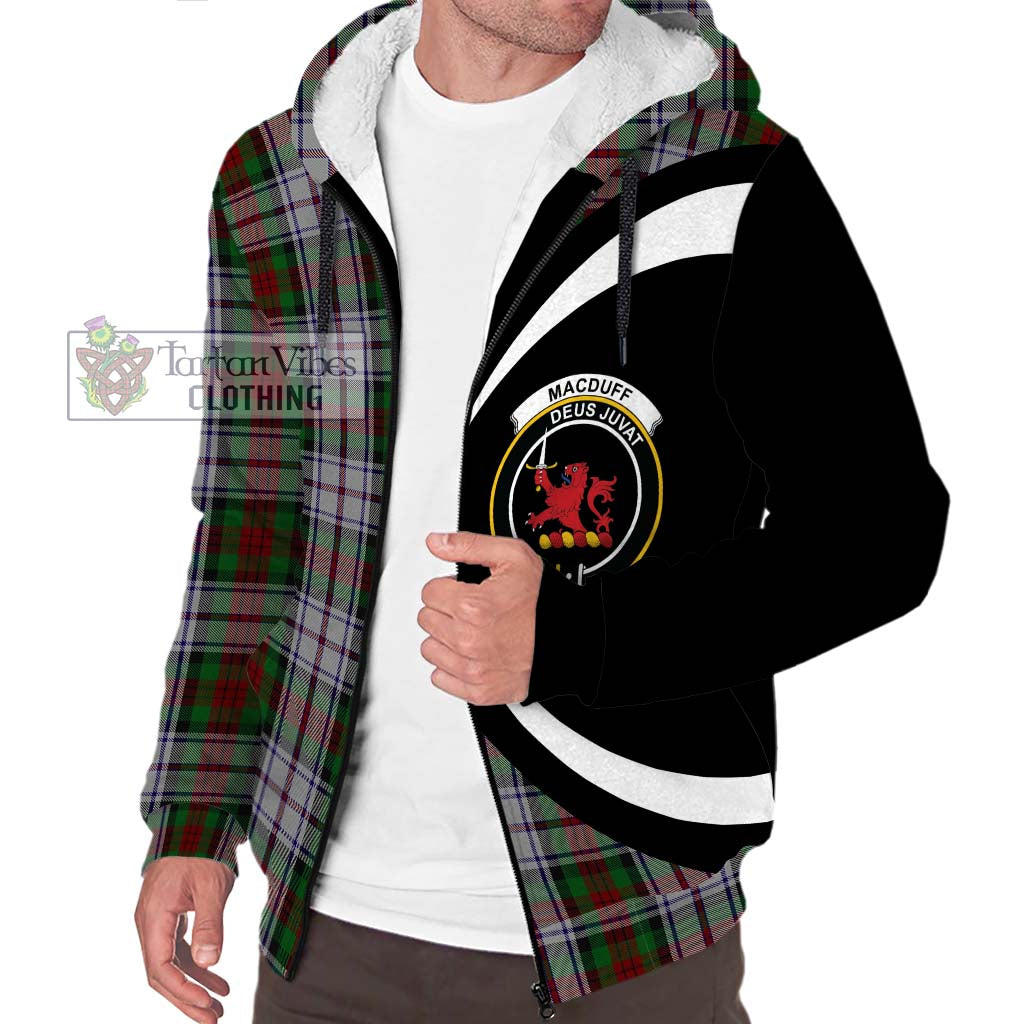 MacDuff Dress Tartan Sherpa Hoodie with Family Crest Circle Style Unisex S - Tartan Vibes Clothing