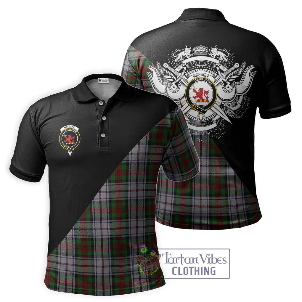 MacDuff Dress Tartan Polo Shirt with Family Crest and Military Logo Style Kid - Tartanvibesclothing Shop