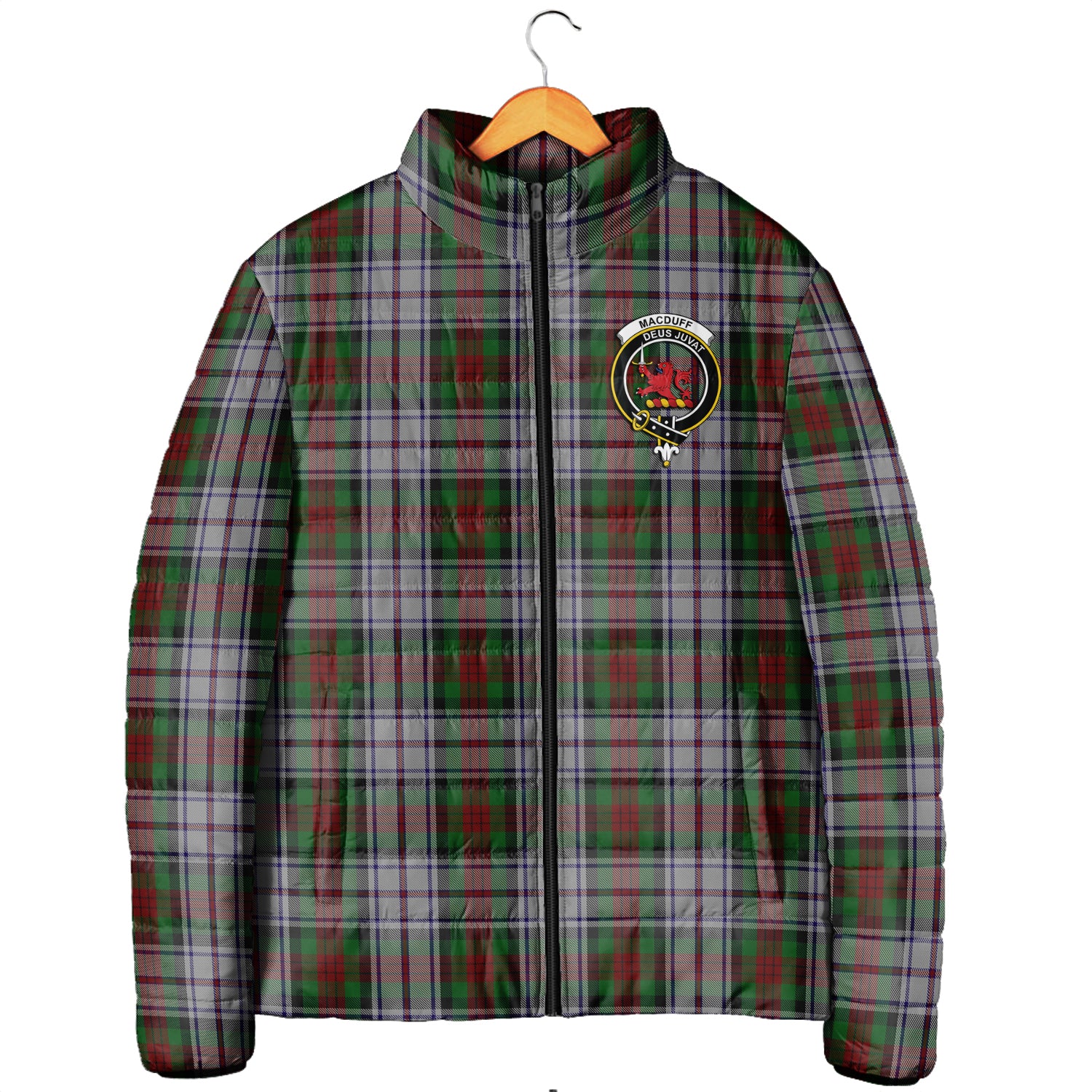 MacDuff Dress Tartan Padded Jacket with Family Crest Men's Padded Jacket - Tartan Vibes Clothing