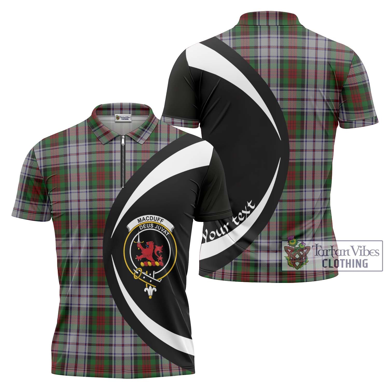 Tartan Vibes Clothing MacDuff Dress Tartan Zipper Polo Shirt with Family Crest Circle Style