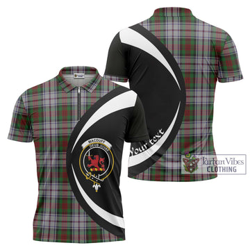 MacDuff Dress Tartan Zipper Polo Shirt with Family Crest Circle Style