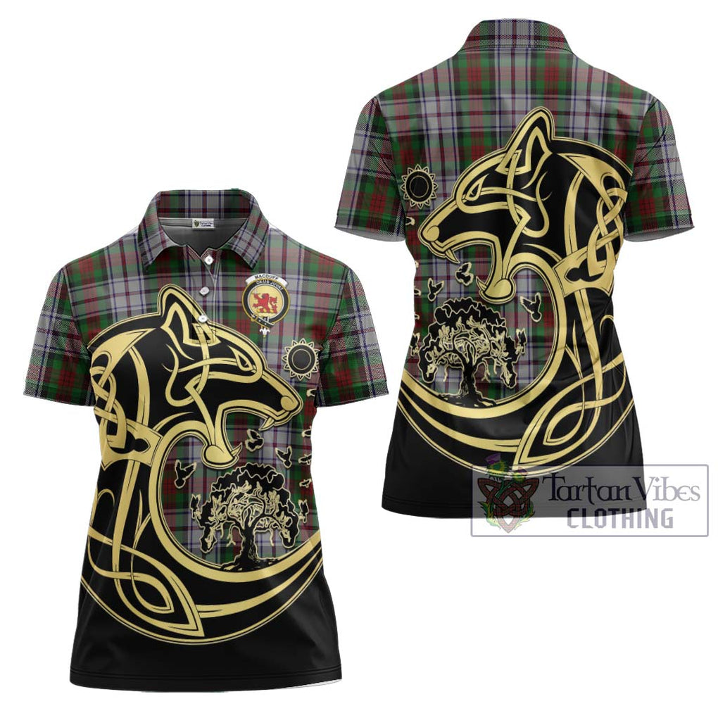 MacDuff Dress Tartan Women's Polo Shirt with Family Crest Celtic Wolf Style Women - Tartanvibesclothing Shop