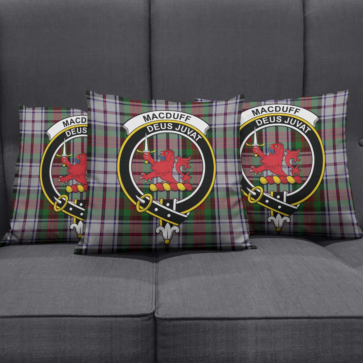 MacDuff Dress Tartan Pillow Cover with Family Crest Square Pillow Cover - Tartanvibesclothing