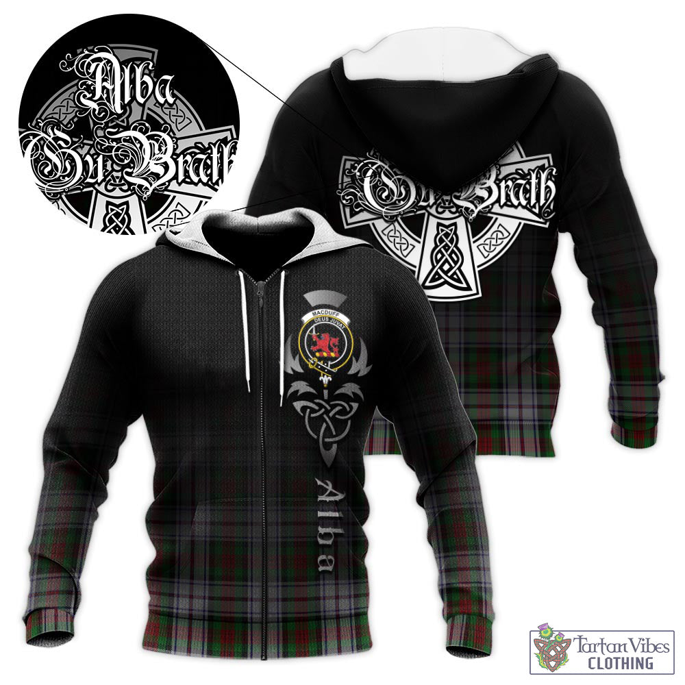 Tartan Vibes Clothing MacDuff Dress Tartan Knitted Hoodie Featuring Alba Gu Brath Family Crest Celtic Inspired