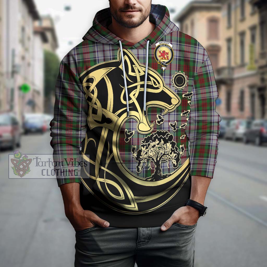 Tartan Vibes Clothing MacDuff Dress Tartan Hoodie with Family Crest Celtic Wolf Style