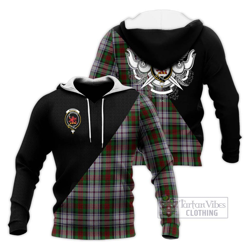 MacDuff Dress Tartan Knitted Hoodie with Family Crest and Military Logo Style Unisex Knitted Pullover Hoodie - Tartanvibesclothing Shop