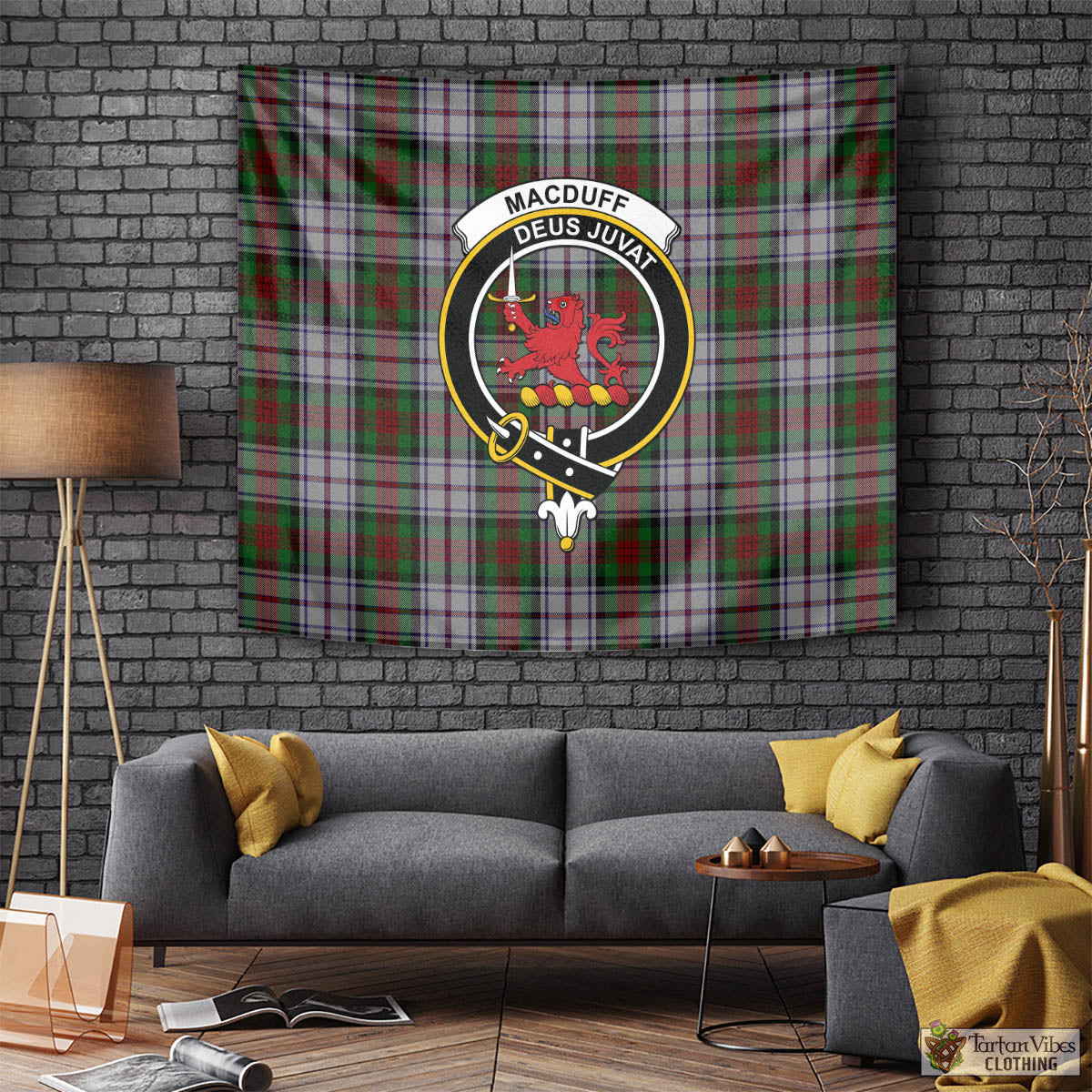 Tartan Vibes Clothing MacDuff Dress Tartan Tapestry Wall Hanging and Home Decor for Room with Family Crest