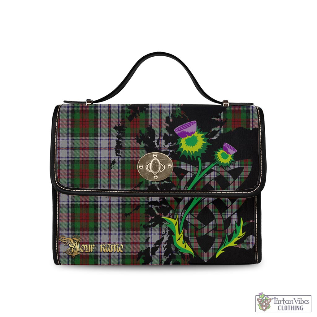 Tartan Vibes Clothing MacDuff Dress Tartan Waterproof Canvas Bag with Scotland Map and Thistle Celtic Accents