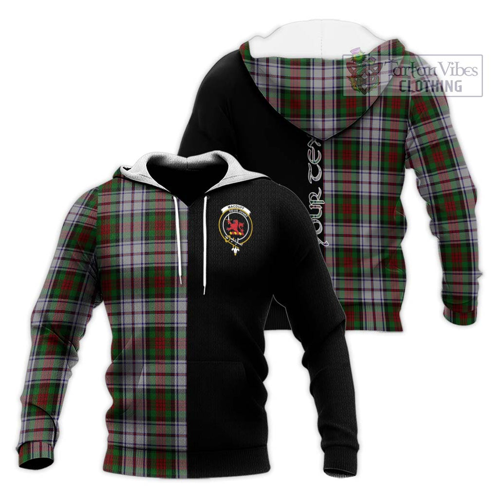 MacDuff Dress Tartan Knitted Hoodie with Family Crest and Half Of Me Style Unisex Knitted Pullover Hoodie - Tartanvibesclothing Shop