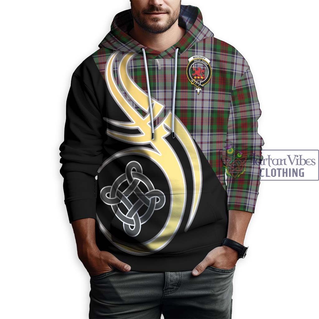 Tartan Vibes Clothing MacDuff Dress Tartan Hoodie with Family Crest and Celtic Symbol Style