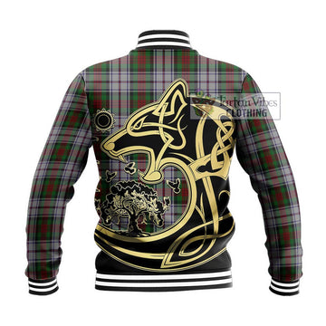 MacDuff Dress Tartan Baseball Jacket with Family Crest Celtic Wolf Style