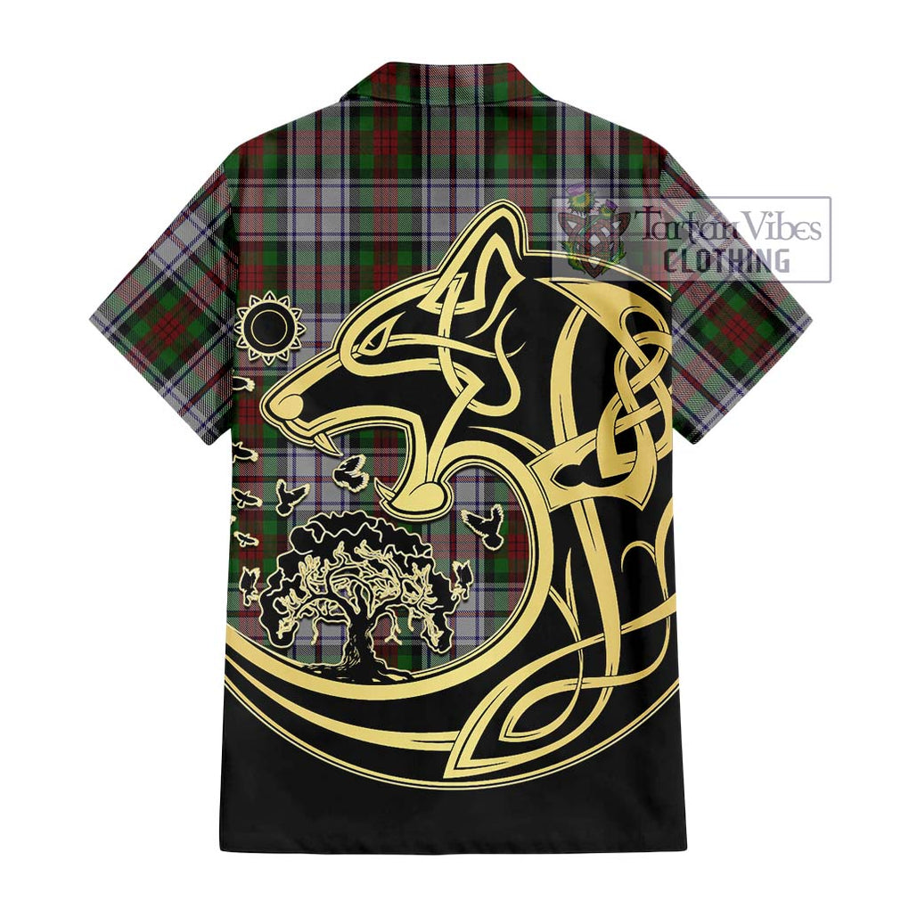 MacDuff Dress Tartan Short Sleeve Button Shirt with Family Crest Celtic Wolf Style - Tartan Vibes Clothing