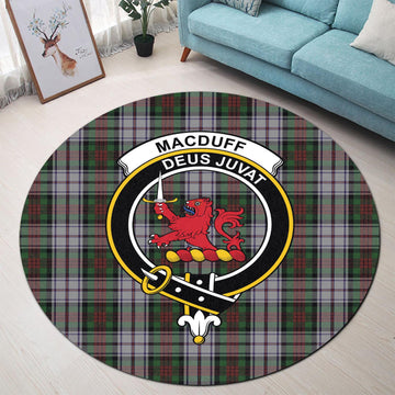 MacDuff Dress Tartan Round Rug with Family Crest