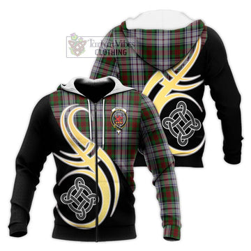 MacDuff Dress Tartan Knitted Hoodie with Family Crest and Celtic Symbol Style