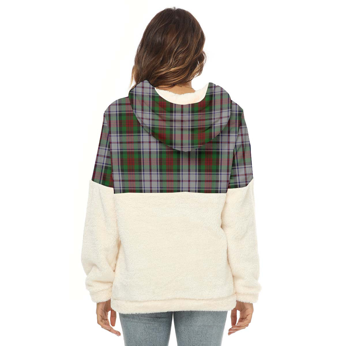 MacDuff Dress Tartan Women's Borg Fleece Hoodie With Half Zip - Tartan Vibes Clothing