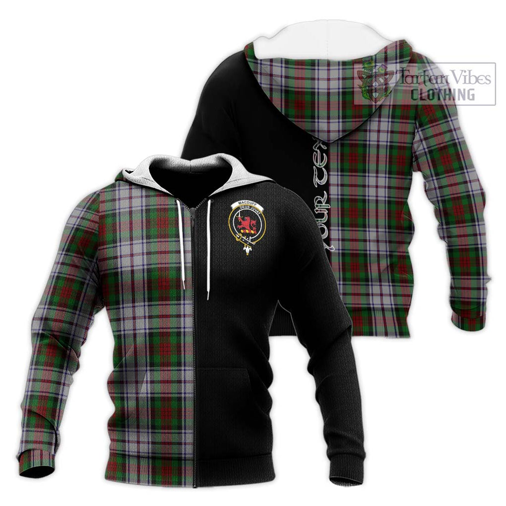 MacDuff Dress Tartan Knitted Hoodie with Family Crest and Half Of Me Style Unisex Knitted Zip Hoodie - Tartanvibesclothing Shop