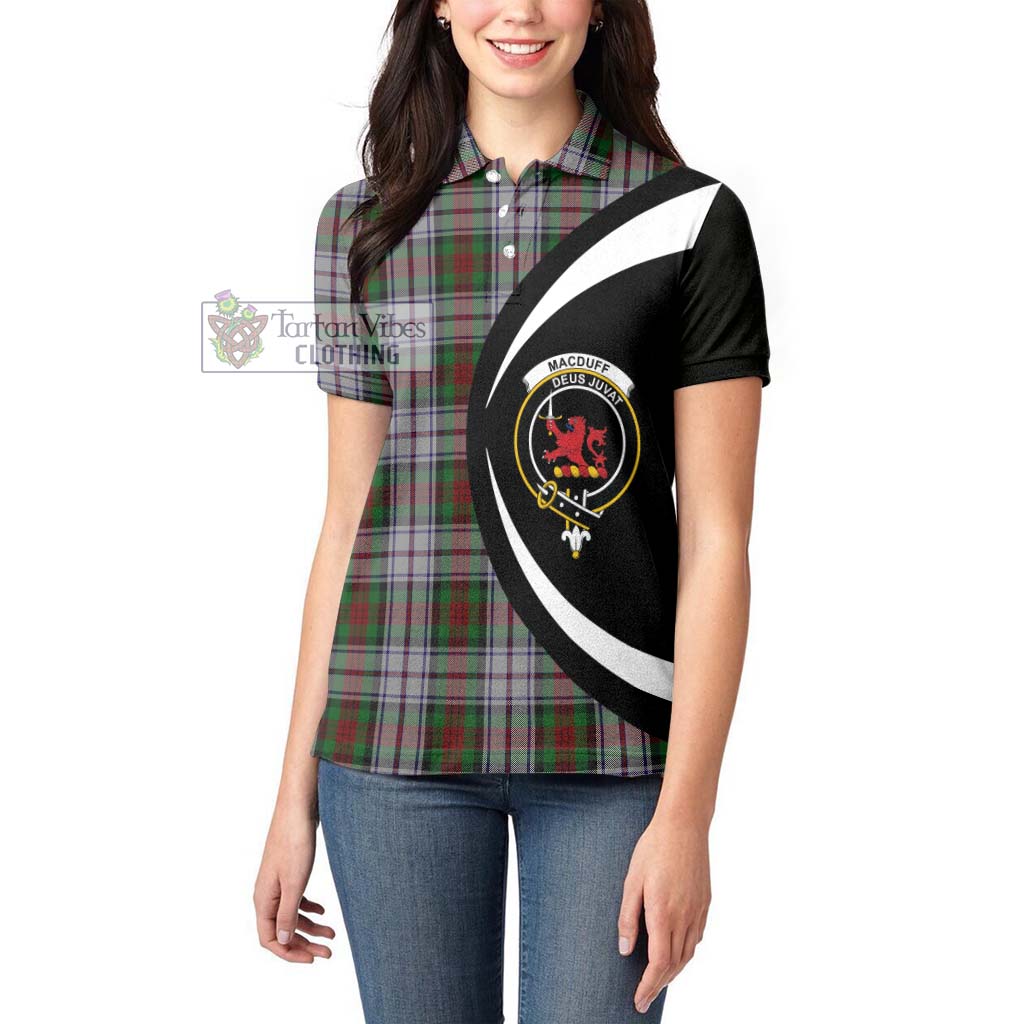 MacDuff Dress Tartan Women's Polo Shirt with Family Crest Circle Style - Tartan Vibes Clothing