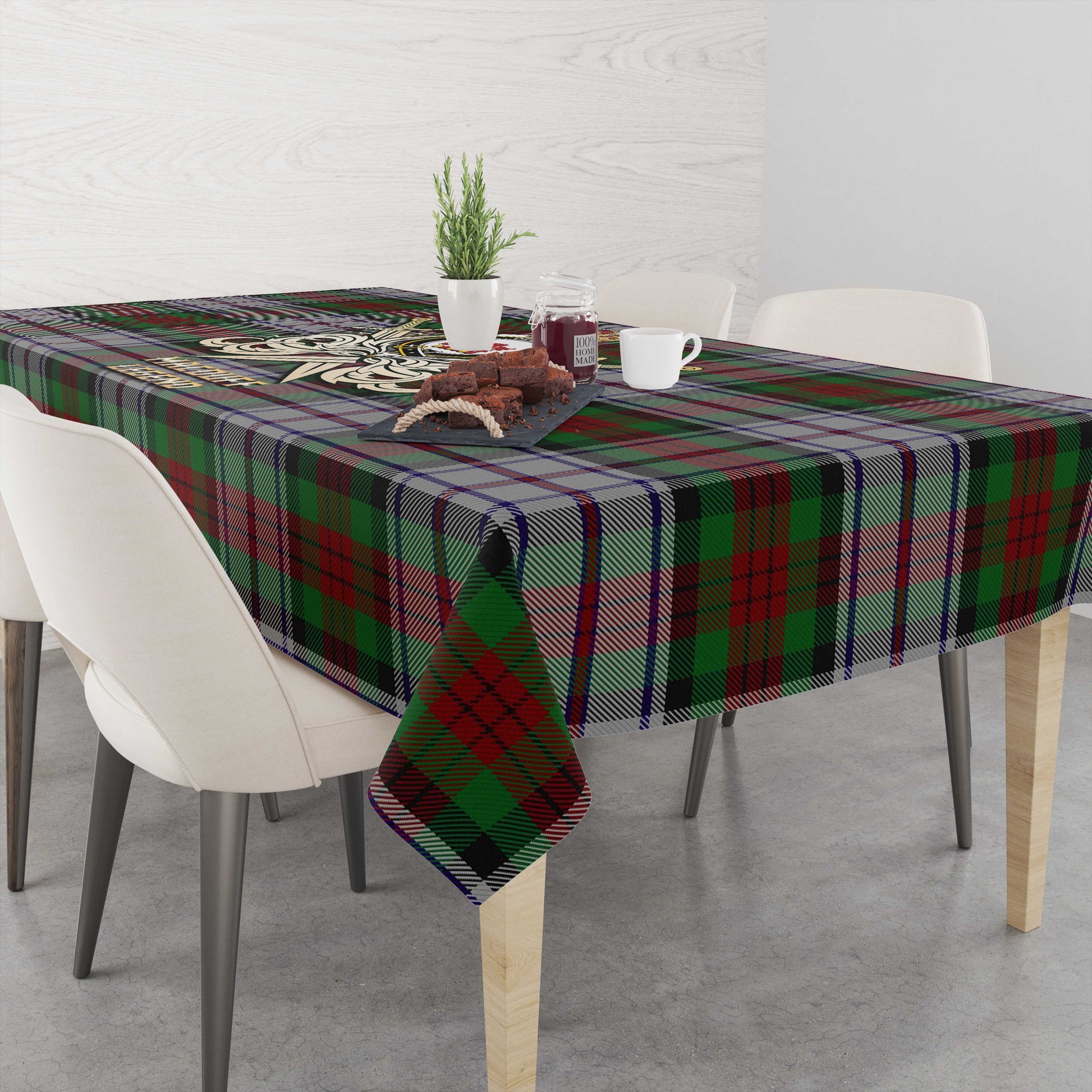 Tartan Vibes Clothing MacDuff Dress Tartan Tablecloth with Clan Crest and the Golden Sword of Courageous Legacy