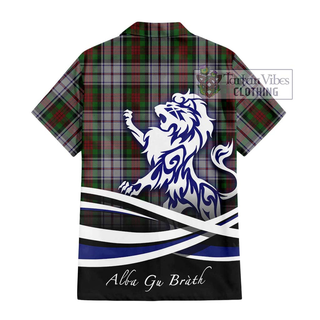 MacDuff Dress Tartan Short Sleeve Button Shirt with Alba Gu Brath Regal Lion Emblem - Tartanvibesclothing Shop