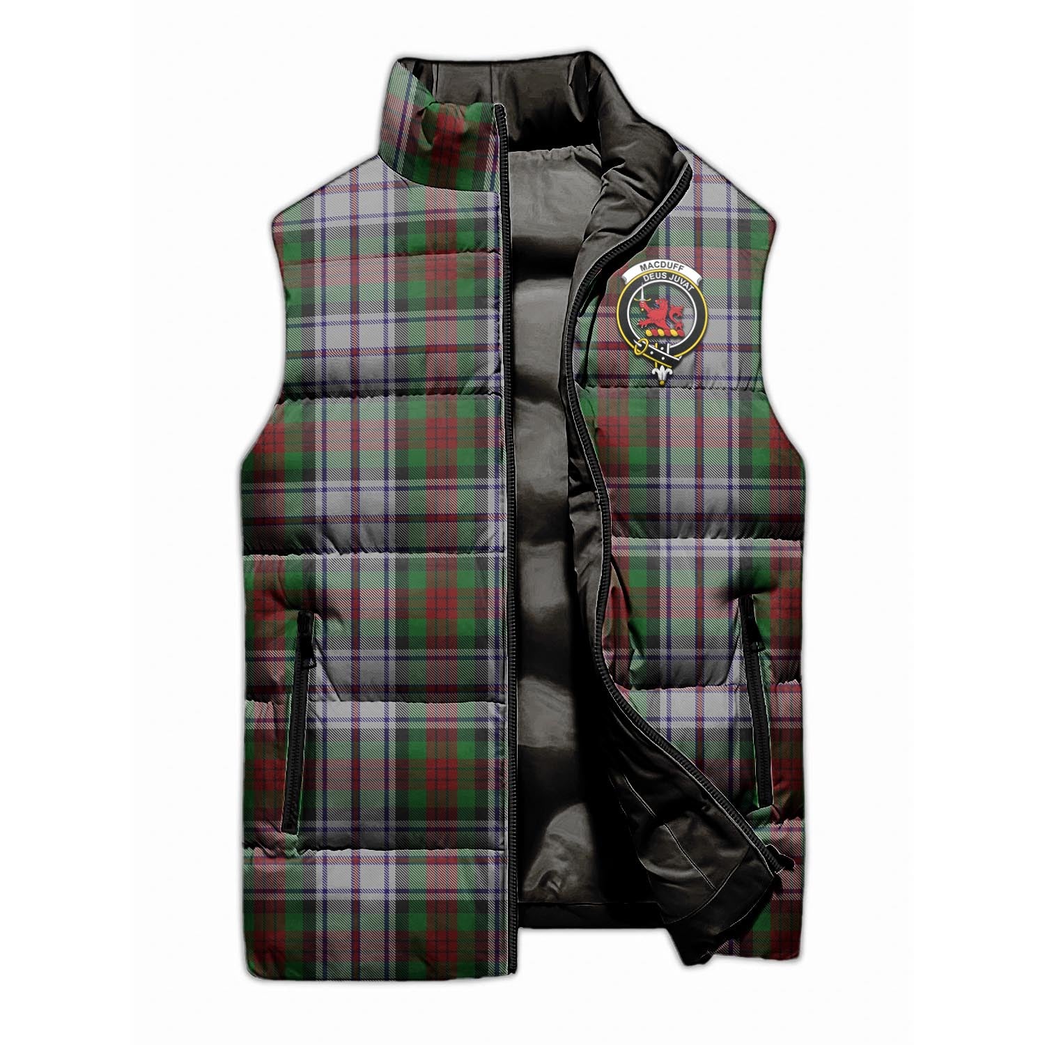 MacDuff Dress Tartan Sleeveless Puffer Jacket with Family Crest - Tartanvibesclothing