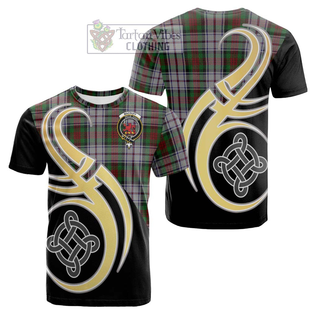 Tartan Vibes Clothing MacDuff Dress Tartan Cotton T-shirt with Family Crest and Celtic Symbol Style