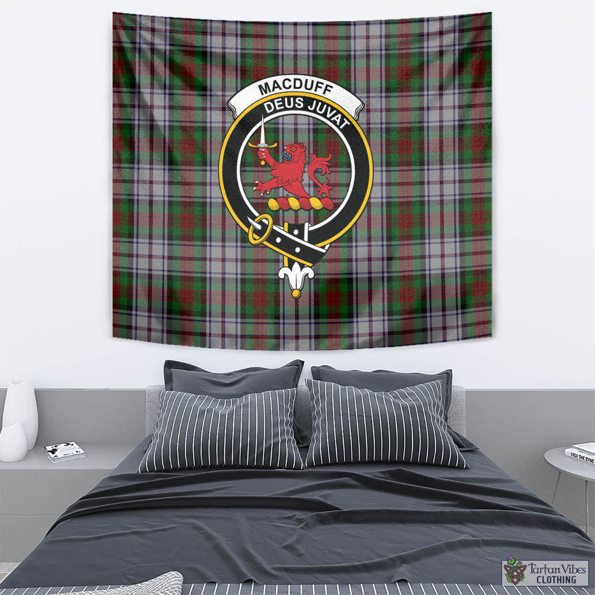 Tartan Vibes Clothing MacDuff Dress Tartan Tapestry Wall Hanging and Home Decor for Room with Family Crest