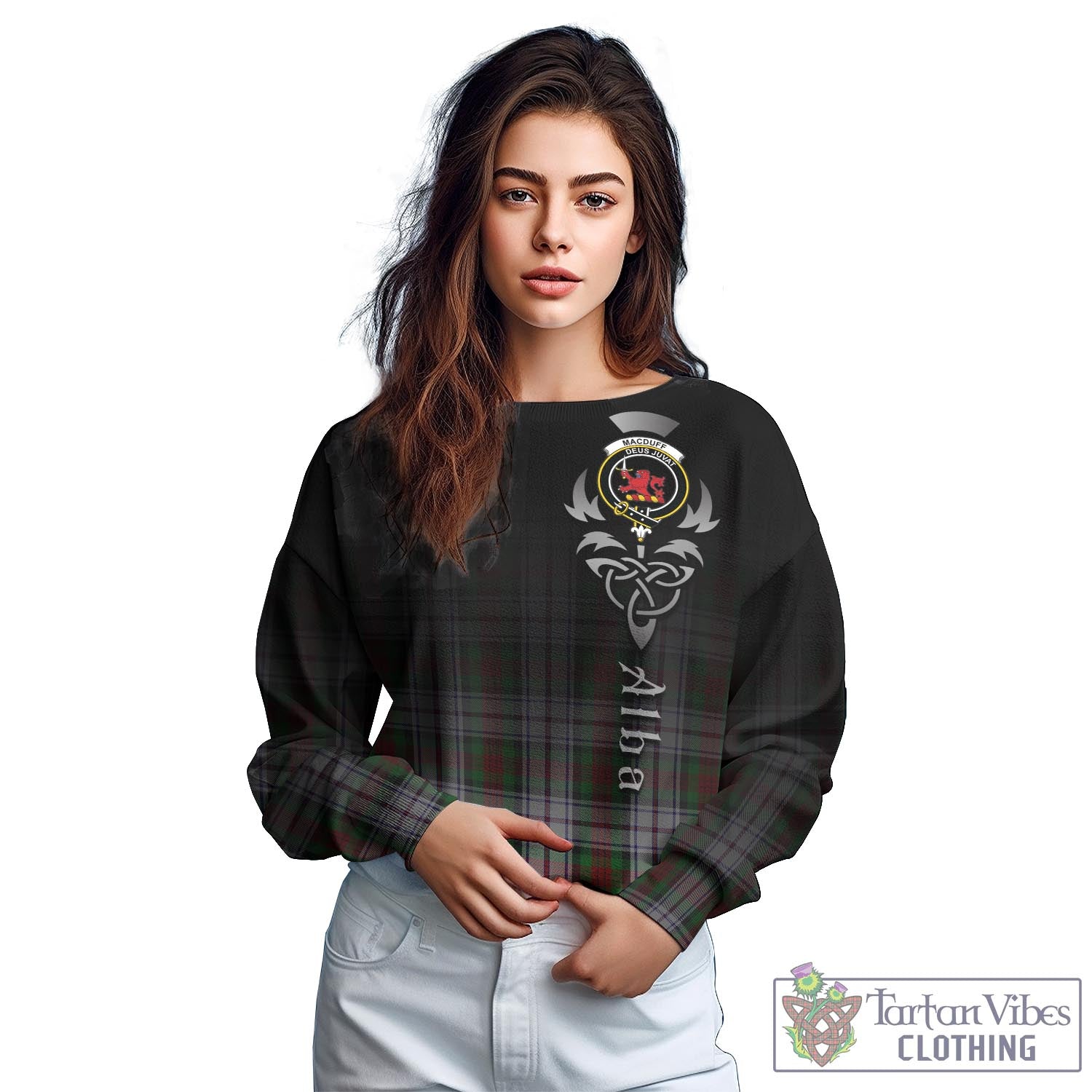 Tartan Vibes Clothing MacDuff Dress Tartan Sweatshirt Featuring Alba Gu Brath Family Crest Celtic Inspired