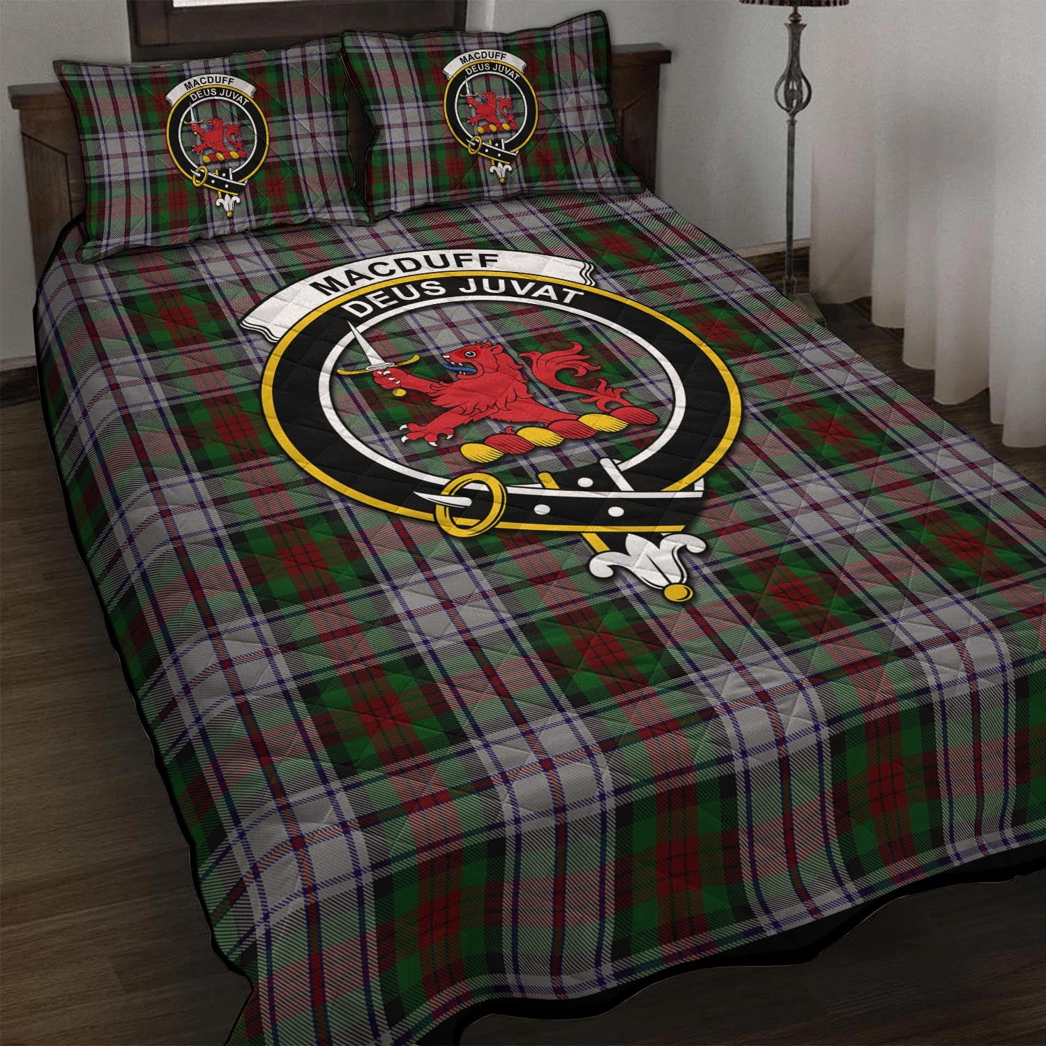 MacDuff Dress Tartan Quilt Bed Set with Family Crest - Tartan Vibes Clothing