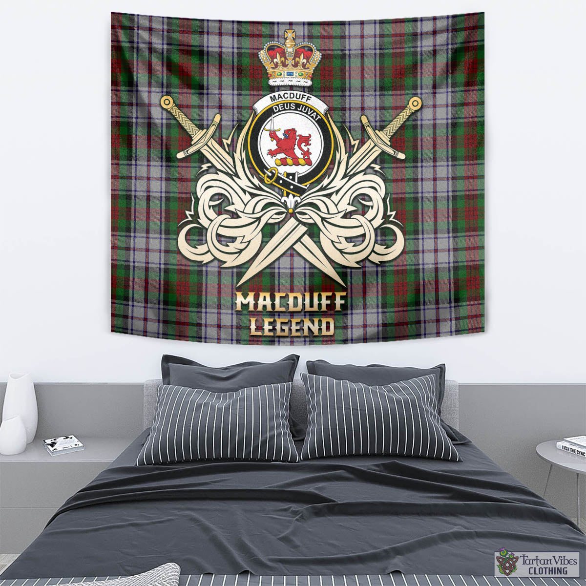 Tartan Vibes Clothing MacDuff Dress Tartan Tapestry with Clan Crest and the Golden Sword of Courageous Legacy