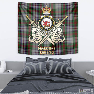 MacDuff Dress Tartan Tapestry with Clan Crest and the Golden Sword of Courageous Legacy