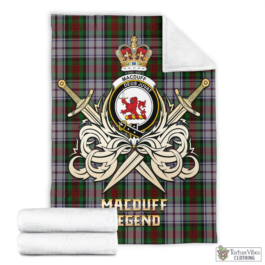 Tartan Vibes Clothing MacDuff Dress Tartan Blanket with Clan Crest and the Golden Sword of Courageous Legacy