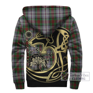 MacDuff Dress Tartan Sherpa Hoodie with Family Crest Celtic Wolf Style