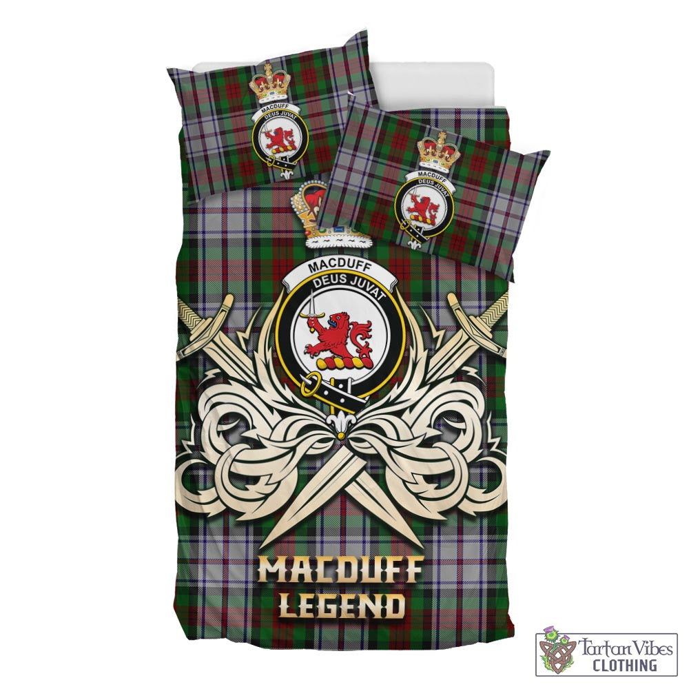 Tartan Vibes Clothing MacDuff Dress Tartan Bedding Set with Clan Crest and the Golden Sword of Courageous Legacy